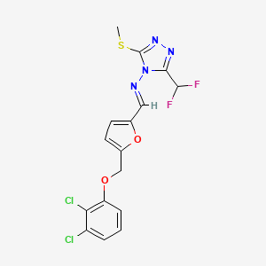 molecular formula C16H12Cl2F2N4O2S B5742072 N-({5-[(2,3-dichlorophenoxy)methyl]-2-furyl}methylene)-3-(difluoromethyl)-5-(methylthio)-4H-1,2,4-triazol-4-amine 