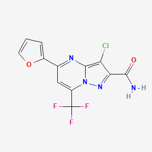 molecular formula C12H6ClF3N4O2 B5742108 3-chloro-5-(2-furyl)-7-(trifluoromethyl)pyrazolo[1,5-a]pyrimidine-2-carboxamide 