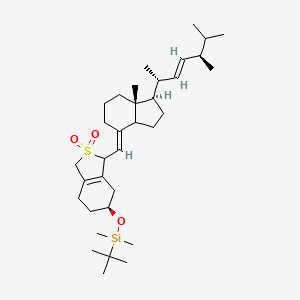 molecular formula C34H58O3SSi B574229 [(5S)-3-[(E)-[(1R,7aR)-1-[(E,2R,5R)-5,6-dimethylhept-3-en-2-yl]-7a-methyl-2,3,3a,5,6,7-hexahydro-1H-inden-4-ylidene]methyl]-2,2-dioxo-1,3,4,5,6,7-hexahydro-2-benzothiophen-5-yl]oxy-tert-butyl-dimethylsilane CAS No. 170081-43-3