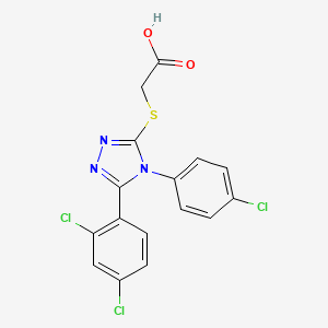 molecular formula C16H10Cl3N3O2S B5742448 {[4-(4-chlorophenyl)-5-(2,4-dichlorophenyl)-4H-1,2,4-triazol-3-yl]thio}acetic acid 