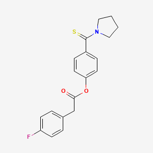 molecular formula C19H18FNO2S B5742479 4-(1-pyrrolidinylcarbonothioyl)phenyl (4-fluorophenyl)acetate 