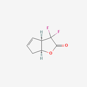 molecular formula C7H6F2O2 B574259 (3aR,6aS)-3,3-difluoro-6,6a-dihydro-3aH-cyclopenta[b]furan-2-one CAS No. 182932-03-2