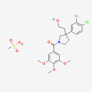 molecular formula C23H29Cl2NO8S B574265 [3-(3,4-Dichlorophenyl)-3-(2-hydroxyethyl)pyrrolidin-1-yl]-(3,4,5-trimethoxyphenyl)methanone;methanesulfonic acid CAS No. 167262-42-2