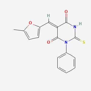 5-[(5-methyl-2-furyl)methylene]-1-phenyl-2-thioxodihydro-4,6(1H,5H)-pyrimidinedione