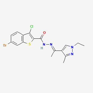 6-bromo-3-chloro-N'-[1-(1-ethyl-3-methyl-1H-pyrazol-4-yl)ethylidene]-1-benzothiophene-2-carbohydrazide