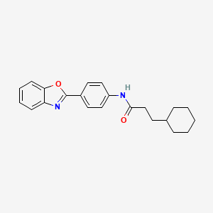 molecular formula C22H24N2O2 B5743022 N-[4-(1,3-benzoxazol-2-yl)phenyl]-3-cyclohexylpropanamide 