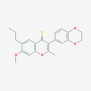 molecular formula C22H22O4S B5743208 3-(2,3-dihydro-1,4-benzodioxin-6-yl)-7-methoxy-2-methyl-6-propyl-4H-chromene-4-thione 