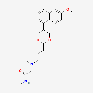 molecular formula C22H30N2O4 B574326 N~2~-{3-[5-(6-Methoxynaphthalen-1-yl)-1,3-dioxan-2-yl]propyl}-N,N~2~-dimethylglycinamide CAS No. 192201-93-7