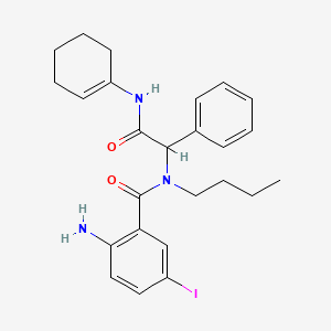 molecular formula C25H30IN3O2 B574331 2-Amino-N-butyl-N-[2-(1-cyclohexen-1-ylamino)-2-oxo-1-phenylethyl]-5-iodobenzamide CAS No. 175606-23-2