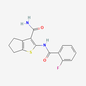 B5743497 2-[(2-fluorobenzoyl)amino]-5,6-dihydro-4H-cyclopenta[b]thiophene-3-carboxamide CAS No. 5650-00-0