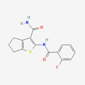 molecular formula C15H13FN2O2S B5743497 2-[(2-fluorobenzoyl)amino]-5,6-dihydro-4H-cyclopenta[b]thiophene-3-carboxamide CAS No. 5650-00-0