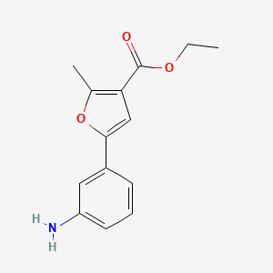 molecular formula C14H15NO3 B574350 Ethyl 5-(3-aminophenyl)-2-methylfuran-3-carboxylate CAS No. 175276-73-0
