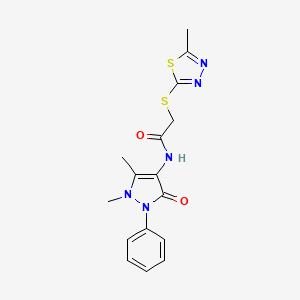 molecular formula C16H17N5O2S2 B5743670 N-(1,5-dimethyl-3-oxo-2-phenyl-2,3-dihydro-1H-pyrazol-4-yl)-2-[(5-methyl-1,3,4-thiadiazol-2-yl)thio]acetamide 