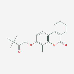 molecular formula C20H24O4 B5743710 3-(3,3-dimethyl-2-oxobutoxy)-4-methyl-7,8,9,10-tetrahydro-6H-benzo[c]chromen-6-one 