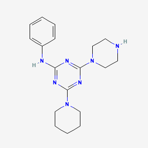 molecular formula C18H25N7 B5743816 N-phenyl-4-(1-piperazinyl)-6-(1-piperidinyl)-1,3,5-triazin-2-amine 