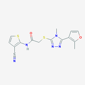 molecular formula C15H13N5O2S2 B5743847 N-(3-cyano-2-thienyl)-2-{[4-methyl-5-(2-methyl-3-furyl)-4H-1,2,4-triazol-3-yl]thio}acetamide 