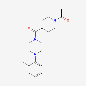 molecular formula C19H27N3O2 B5744025 1-[(1-acetyl-4-piperidinyl)carbonyl]-4-(2-methylphenyl)piperazine 