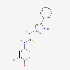 molecular formula C16H12ClFN4S B5744186 N-(3-chloro-4-fluorophenyl)-N'-(3-phenyl-1H-pyrazol-5-yl)thiourea 