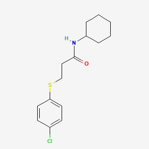 molecular formula C15H20ClNOS B5744201 3-[(4-chlorophenyl)thio]-N-cyclohexylpropanamide 