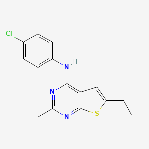 molecular formula C15H14ClN3S B5744347 N-(4-chlorophenyl)-6-ethyl-2-methylthieno[2,3-d]pyrimidin-4-amine 