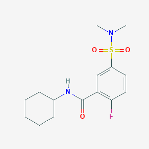 molecular formula C15H21FN2O3S B5744491 N-cyclohexyl-5-[(dimethylamino)sulfonyl]-2-fluorobenzamide 