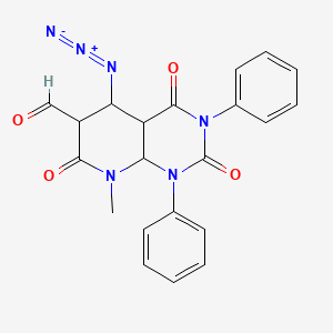 molecular formula C21H14N6O4 B574470 5-Azido-8-methyl-2,4,7-trioxo-1,3-diphenyl-1,2,3,4,7,8-hexahydropyrido[2,3-d]pyrimidine-6-carbaldehyde CAS No. 189998-29-6