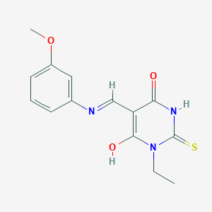 1-ethyl-5-{[(3-methoxyphenyl)amino]methylene}-2-thioxodihydro-4,6(1H,5H)-pyrimidinedione