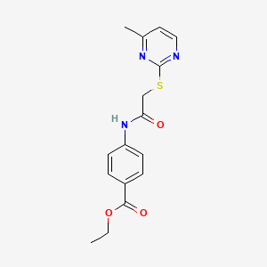 molecular formula C16H17N3O3S B5744969 ethyl 4-({[(4-methyl-2-pyrimidinyl)thio]acetyl}amino)benzoate 
