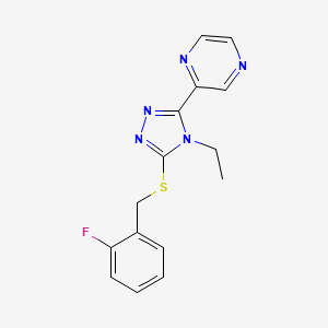 molecular formula C15H14FN5S B5744990 2-{4-ethyl-5-[(2-fluorobenzyl)thio]-4H-1,2,4-triazol-3-yl}pyrazine 
