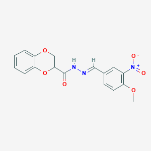 molecular formula C17H15N3O6 B5745055 N'-(4-methoxy-3-nitrobenzylidene)-2,3-dihydro-1,4-benzodioxine-2-carbohydrazide 