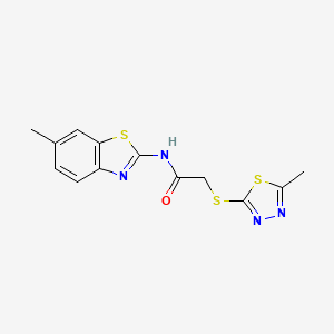 molecular formula C13H12N4OS3 B5745091 N-(6-methyl-1,3-benzothiazol-2-yl)-2-[(5-methyl-1,3,4-thiadiazol-2-yl)thio]acetamide 