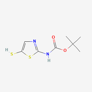 molecular formula C8H12N2O2S2 B574526 2-Methyl-2-propanyl (5-sulfanyl-1,3-thiazol-2-yl)carbamate CAS No. 176658-54-1