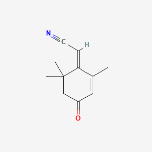 molecular formula C11H13NO B574535 (2E)-(2,6,6-Trimethyl-4-oxo-2-cyclohexen-1-ylidene)acetonitrile CAS No. 183474-68-2