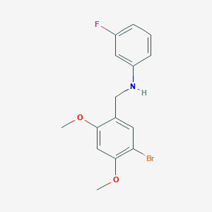 molecular formula C15H15BrFNO2 B5745431 (5-bromo-2,4-dimethoxybenzyl)(3-fluorophenyl)amine 