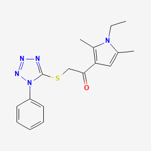 molecular formula C17H19N5OS B5745514 1-(1-ethyl-2,5-dimethyl-1H-pyrrol-3-yl)-2-[(1-phenyl-1H-tetrazol-5-yl)thio]ethanone 