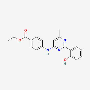 molecular formula C20H19N3O3 B5745646 ethyl 4-{[2-(2-hydroxyphenyl)-6-methyl-4-pyrimidinyl]amino}benzoate 