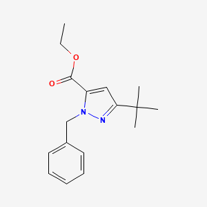molecular formula C17H22N2O2 B574568 ethyl 1-benzyl-3-(tert-butyl)-1H-pyrazole-5-carboxylate CAS No. 175277-04-0