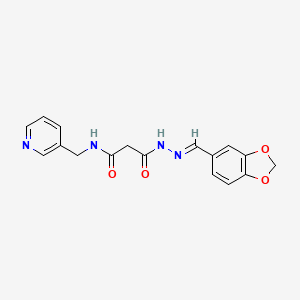 3-[2-(1,3-benzodioxol-5-ylmethylene)hydrazino]-3-oxo-N-(3-pyridinylmethyl)propanamide
