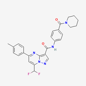 molecular formula C27H25F2N5O2 B5745966 7-(difluoromethyl)-5-(4-methylphenyl)-N-[4-(1-piperidinylcarbonyl)phenyl]pyrazolo[1,5-a]pyrimidine-3-carboxamide 