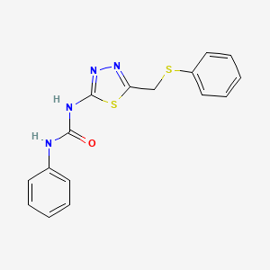 molecular formula C16H14N4OS2 B5746029 N-phenyl-N'-{5-[(phenylthio)methyl]-1,3,4-thiadiazol-2-yl}urea 