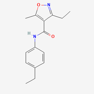 molecular formula C15H18N2O2 B5746076 3-ethyl-N-(4-ethylphenyl)-5-methyl-4-isoxazolecarboxamide 