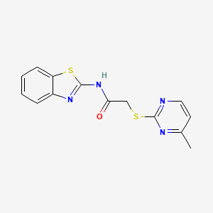 molecular formula C14H12N4OS2 B5746133 N-1,3-benzothiazol-2-yl-2-[(4-methyl-2-pyrimidinyl)thio]acetamide 