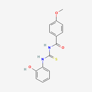 molecular formula C15H14N2O3S B5746140 N-{[(2-hydroxyphenyl)amino]carbonothioyl}-4-methoxybenzamide 