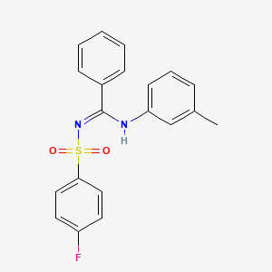molecular formula C20H17FN2O2S B5746340 N'-[(4-fluorophenyl)sulfonyl]-N-(3-methylphenyl)benzenecarboximidamide 