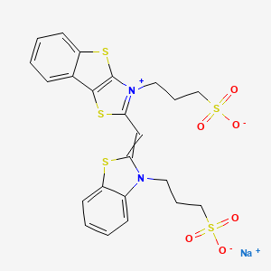 molecular formula C23H21N2NaO6S5 B574636 Sodium 3-(2-{[3-(3-sulfonatopropyl)-1,3-benzothiazol-2(3H)-ylidene]methyl}[1]benzothieno[2,3-d][1,3]thiazol-3-ium-3-yl)propane-1-sulfonate CAS No. 183365-76-6