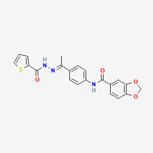 N-{4-[N-(2-thienylcarbonyl)ethanehydrazonoyl]phenyl}-1,3-benzodioxole-5-carboxamide