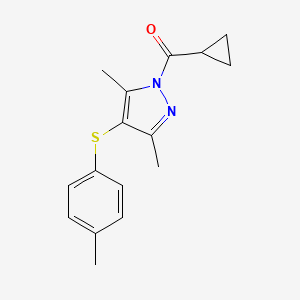 molecular formula C16H18N2OS B5746603 1-(cyclopropylcarbonyl)-3,5-dimethyl-4-[(4-methylphenyl)thio]-1H-pyrazole 