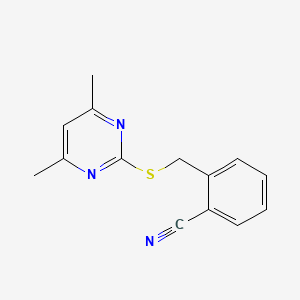 molecular formula C14H13N3S B5746661 2-{[(4,6-dimethyl-2-pyrimidinyl)thio]methyl}benzonitrile 