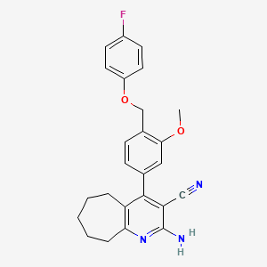 2-amino-4-{4-[(4-fluorophenoxy)methyl]-3-methoxyphenyl}-6,7,8,9-tetrahydro-5H-cyclohepta[b]pyridine-3-carbonitrile