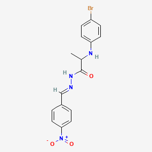 molecular formula C16H15BrN4O3 B5746666 2-[(4-bromophenyl)amino]-N'-(4-nitrobenzylidene)propanohydrazide 